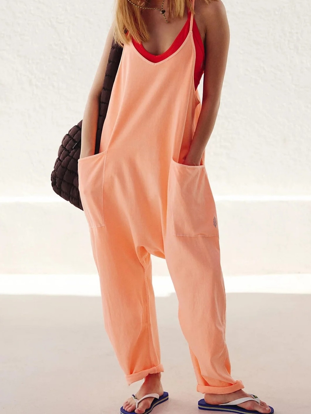 FP Movement Hot Shot Peach Jumpsuit, SZ L, EUC